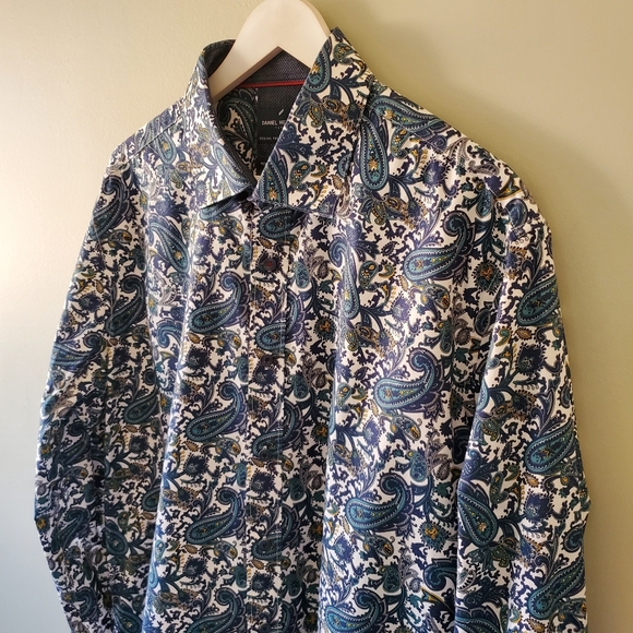 NWOT Daniel Hechter XL Retro 70s Artsy Paisley Eclectic Grandpa Dress Shirt - Picture 5 of 11